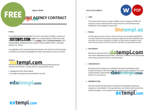 free sample advertising agency contract template, Word and PDF format