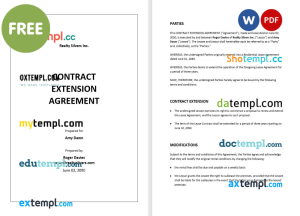 free sample contract extension agreement template, Word and PDF format