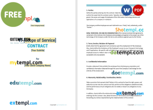free sample technology contract template, Word and PDF format