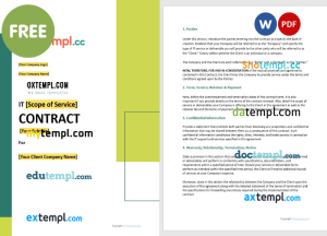 free simple IT contract template, Word and PDF format