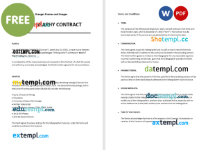 free simple videography contract template, Word and PDF format