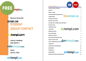 free student group contract template, Word and PDF format