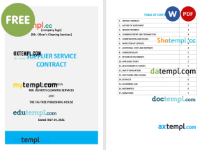 free supplier service contract template, Word and PDF format