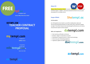 free teacher contract proposal template, Word and PDF format