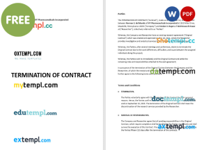 free termination of contract template, Word and PDF format