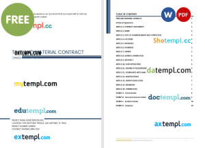 free time and material contract in project management template, Word and PDF format