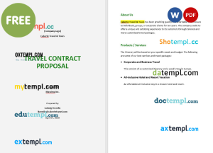 free travel contract proposal template, Word and PDF format