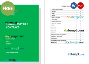 free vendor supplier contract template, Word and PDF format