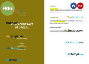 free video contract proposal template, Word and PDF format