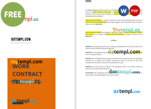 free work contract template, Word and PDF format