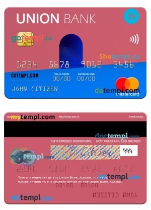 Albania Union Bank mastercard template in PSD format