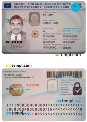 Finland identity card PSD template, fully editable