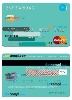USA Truist Bank mastercard, fully editable template in PSD format