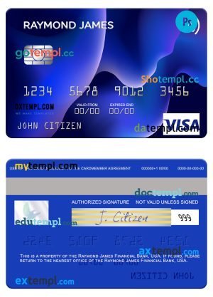 Switzerland Julius Baer Group AG visa debit card template in PSD format
