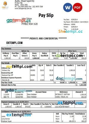 EMPLOYEE earnings statement template Word and PDF format