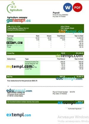 USA Verizon utility bill template in Word and PDF format