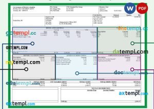 utility company payslip template in Word and PDF formats