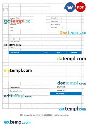 Basic Tax Invoice template in word and pdf format