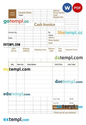 # fine touch pay stub template in Word and PDF format