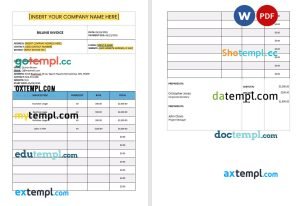 Construction Billing Invoice template in word and pdf format