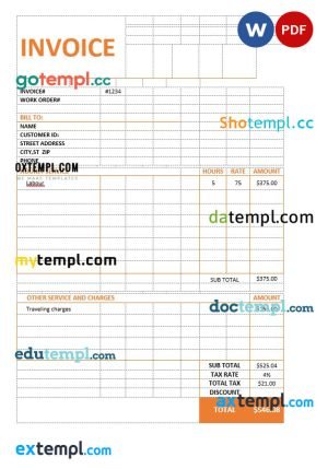 Fitness Trainer Coach Invoice template in word and pdf format