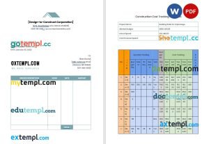 Contractor Job Invoice template in word and pdf format