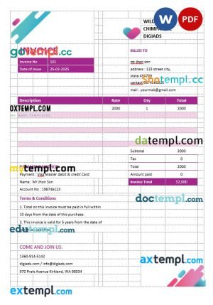 Iceland vital record death certificate Word and PDF template