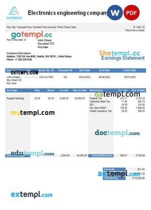 United Kingdom Kanopi Contract Services payroll company pay stub Word and PDF template