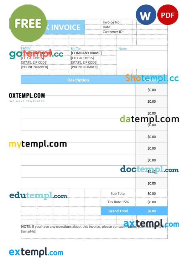 Free Basic Invoice template in word and pdf format