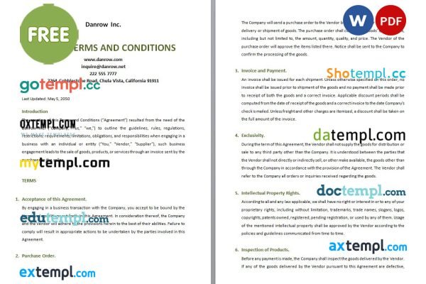 Free Invoice Terms And Conditions template in word and pdf format