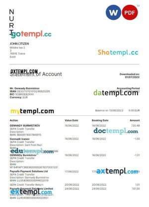 scientific company payroll statement in Word and PDF formats