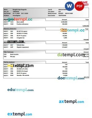 Home Credit pay stub Word and PDF template