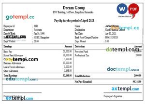 USA diagnostic company employee sheet template in Word and PDF format