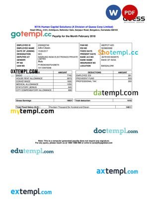 USA apparel company employee sheet template in Word and PDF format