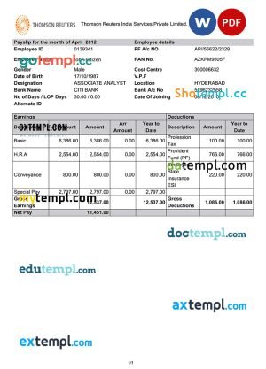 Luxottica Retail Paystub Word and PDF template