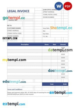 Free Pub Invoice template in word and pdf format