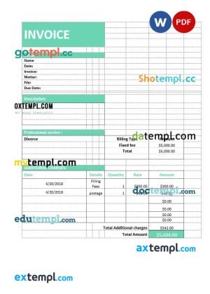 Free Architecture Invoice template in word and pdf format
