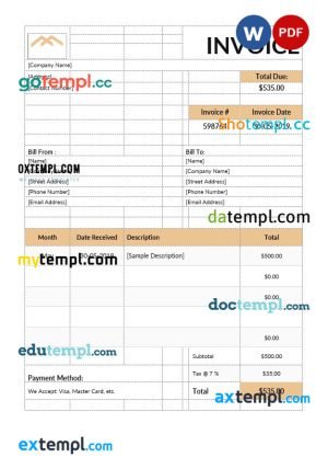 USA Florida Power & Light Company (FPL) electricity utility bill template in Word and PDF format