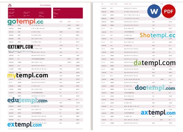 Nigeria ALAT bank statement Word and PDF template, 4 pages