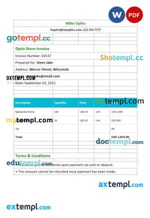 Free Labor Invoice template in word and pdf format