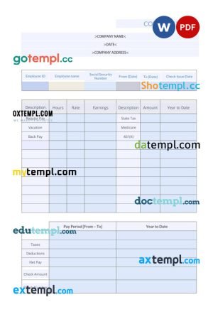 Packing Paystub Word and PDF template