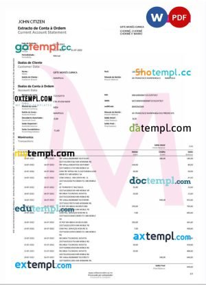Canada Tangerine bank statement Word and PDF template, 2 pages