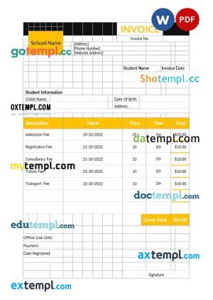 Office Rent Invoice Format Template word and pdf format