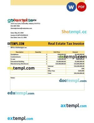 Residential Cleaning Invoice template in word and pdf format