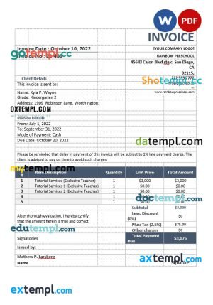 Bankwest business bank statement Word and PDF template