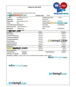 Alfa Bank organization checking account statement Word and PDF template