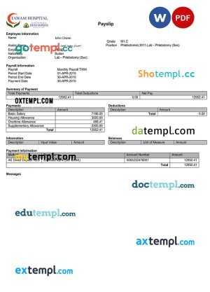 USA technological company employee sheet Word and PDF template