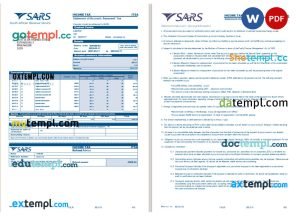 USA SARS bank statement Word and PDF template, 2 pages