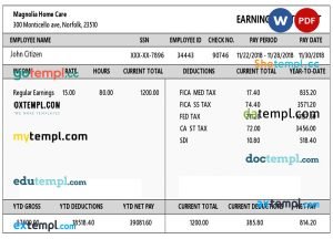 USA technological company employee sheet Word and PDF template