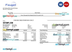 BMC INSURANCE earnings statement Word and PDF template